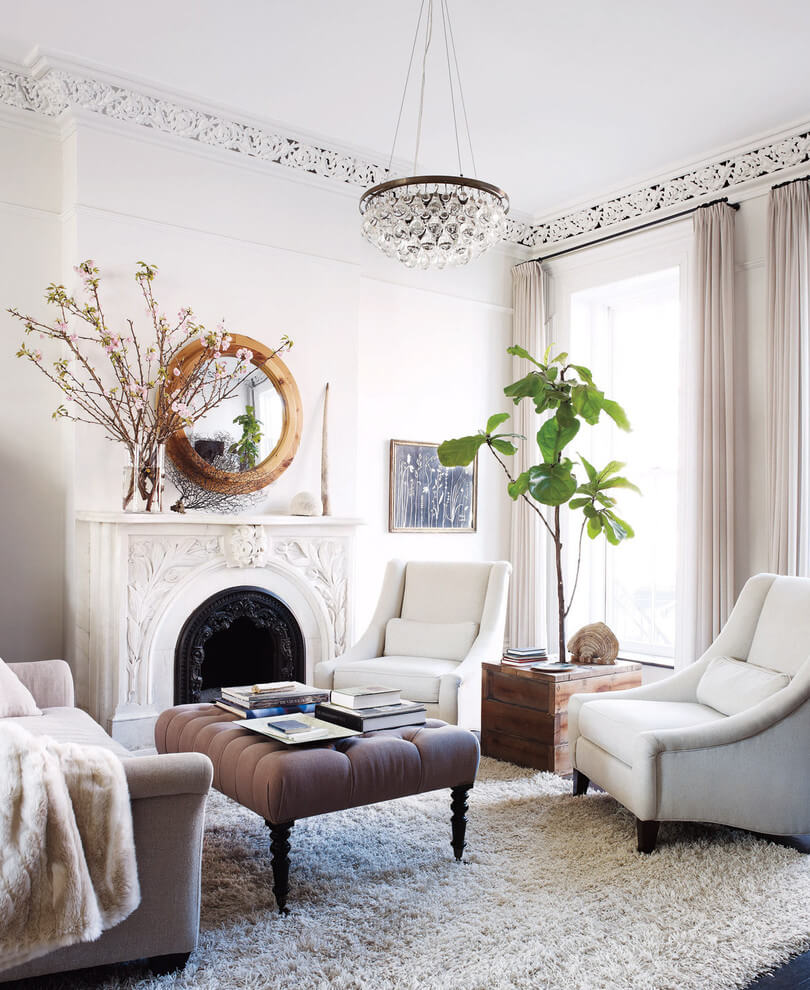 White themed Victorian living room