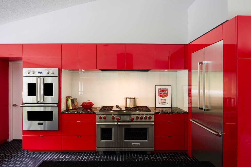 Kitchen Kitchen In Red And White