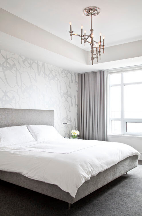 Simple gray and white bedroom