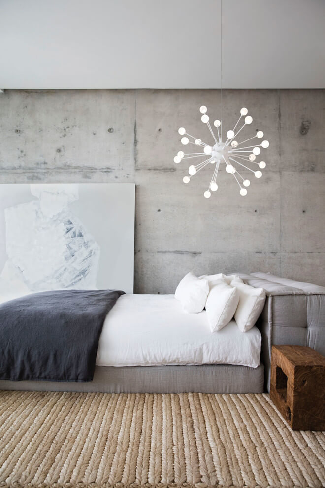 Industrial design in minimalist bedroom