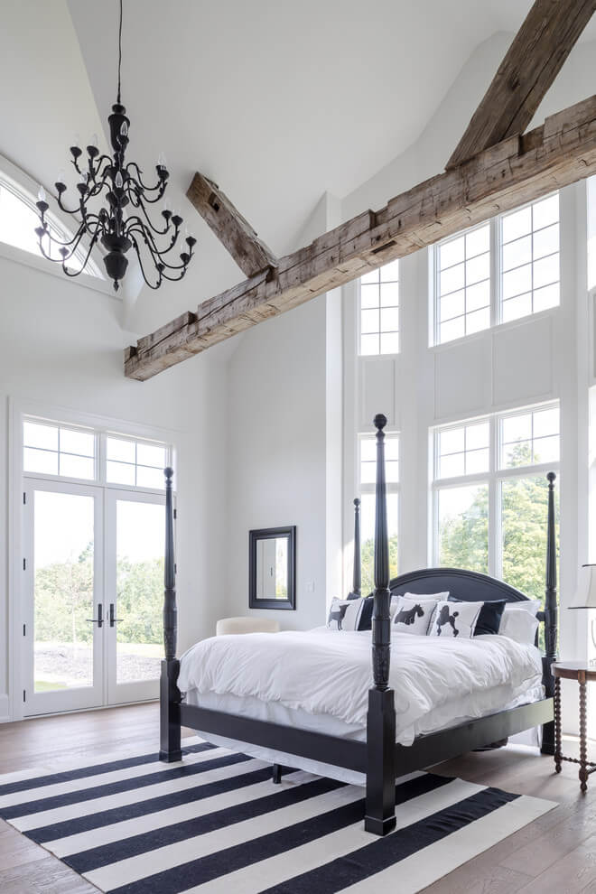 Fresh black details with white bedrooms