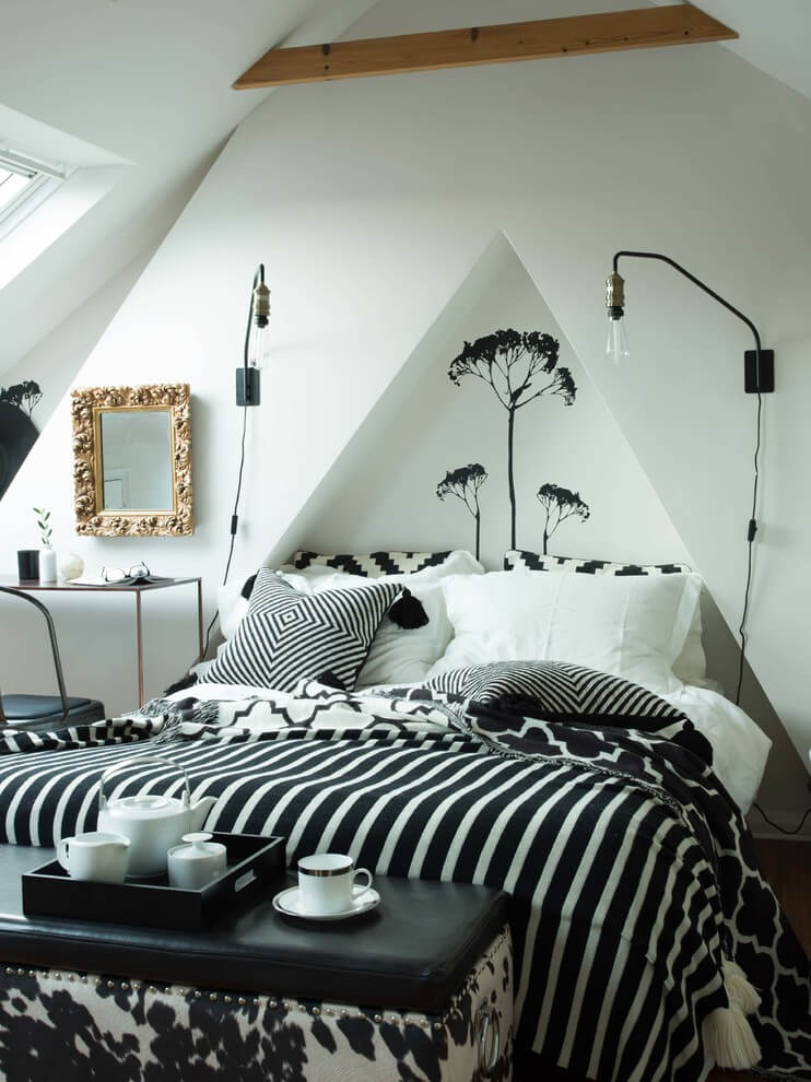 Small loft bedroom eclectic decor