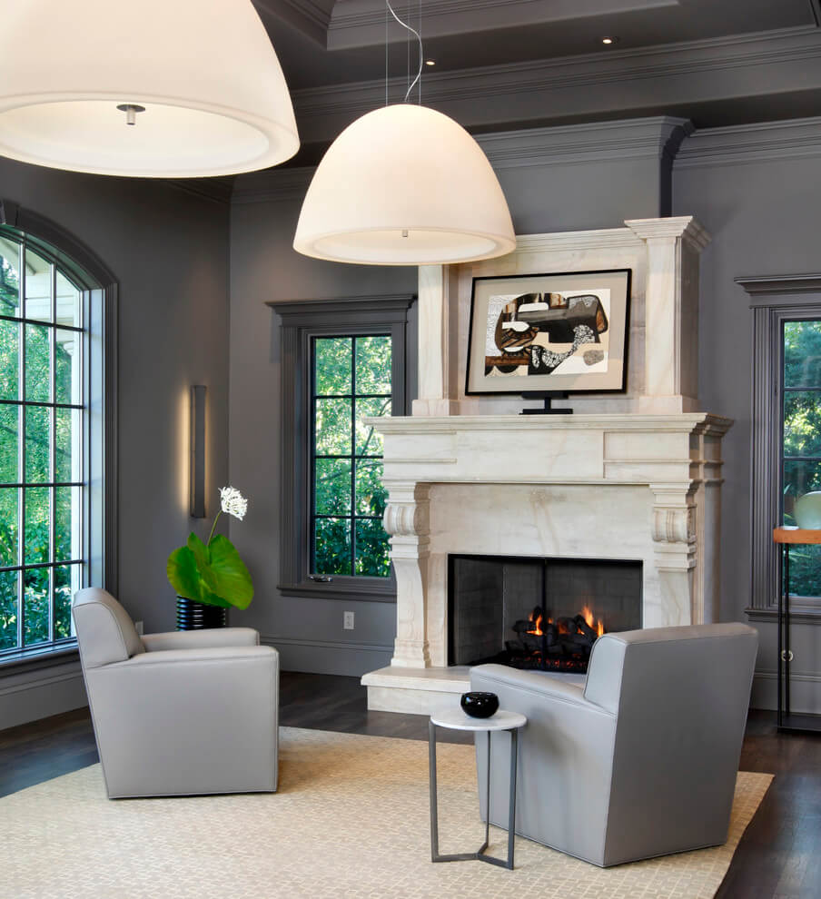 Gray living room white accents
