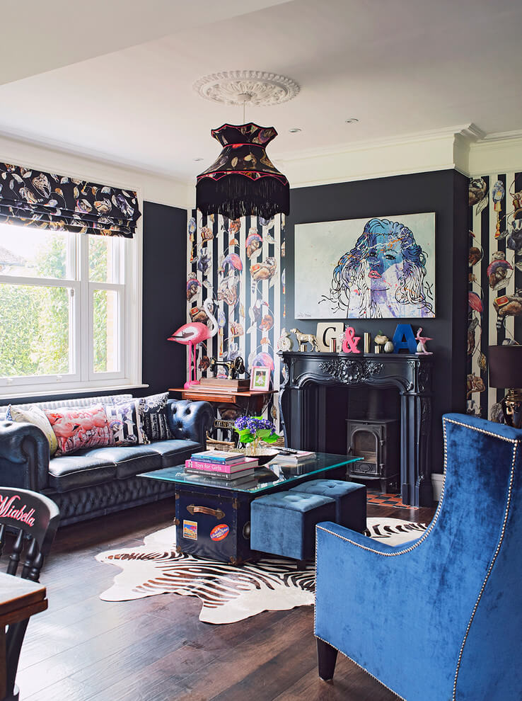Quirky Wallpaper Eclectic living room
