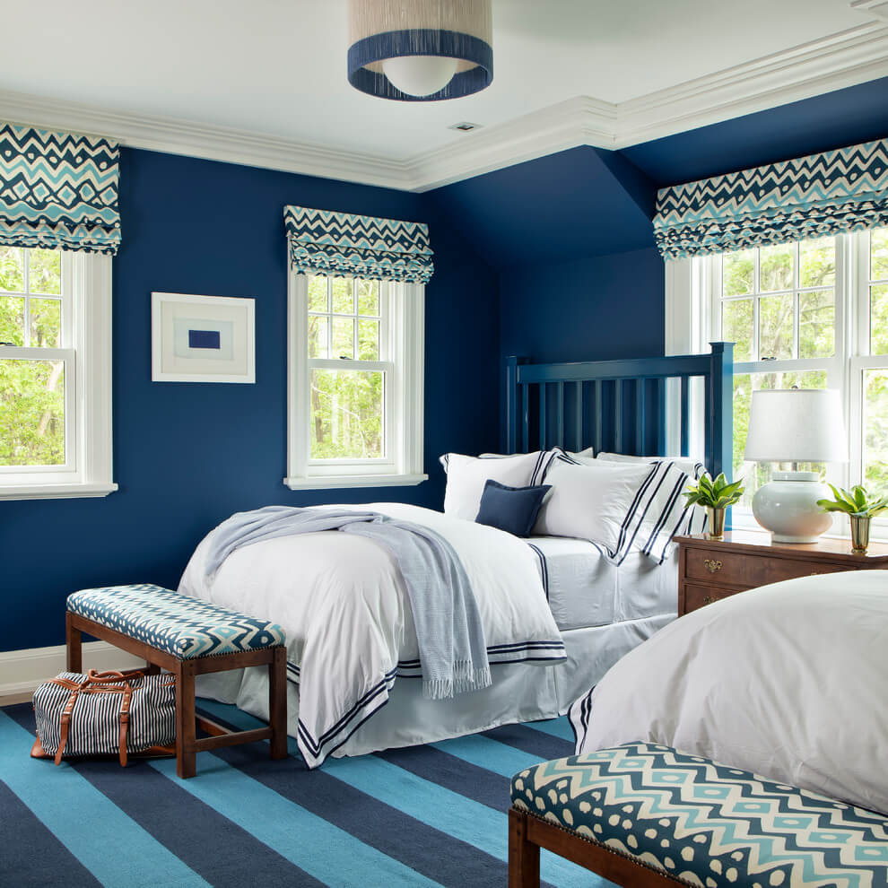 Modern Twin room in blue shades