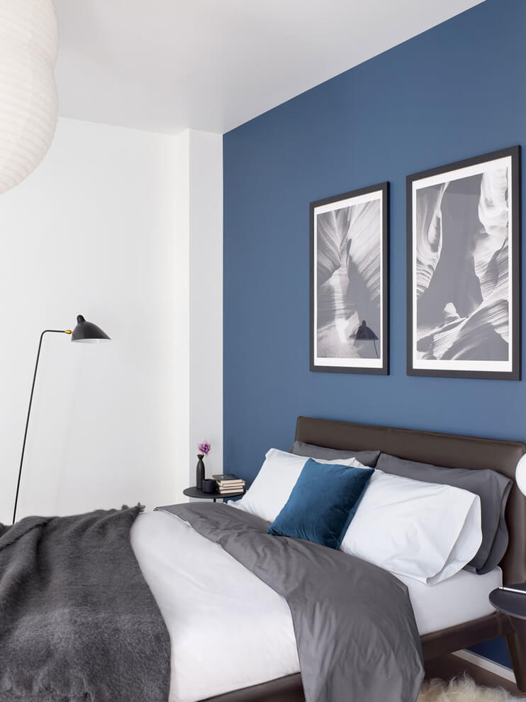 Gray and blue bedroom decor