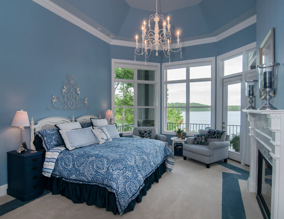 Soft luxury traditional blue bedroom
