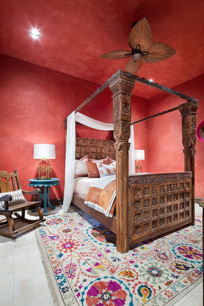 Red walls and Moroccan decor