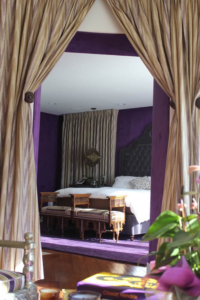 Purple accents simple bedroom decor