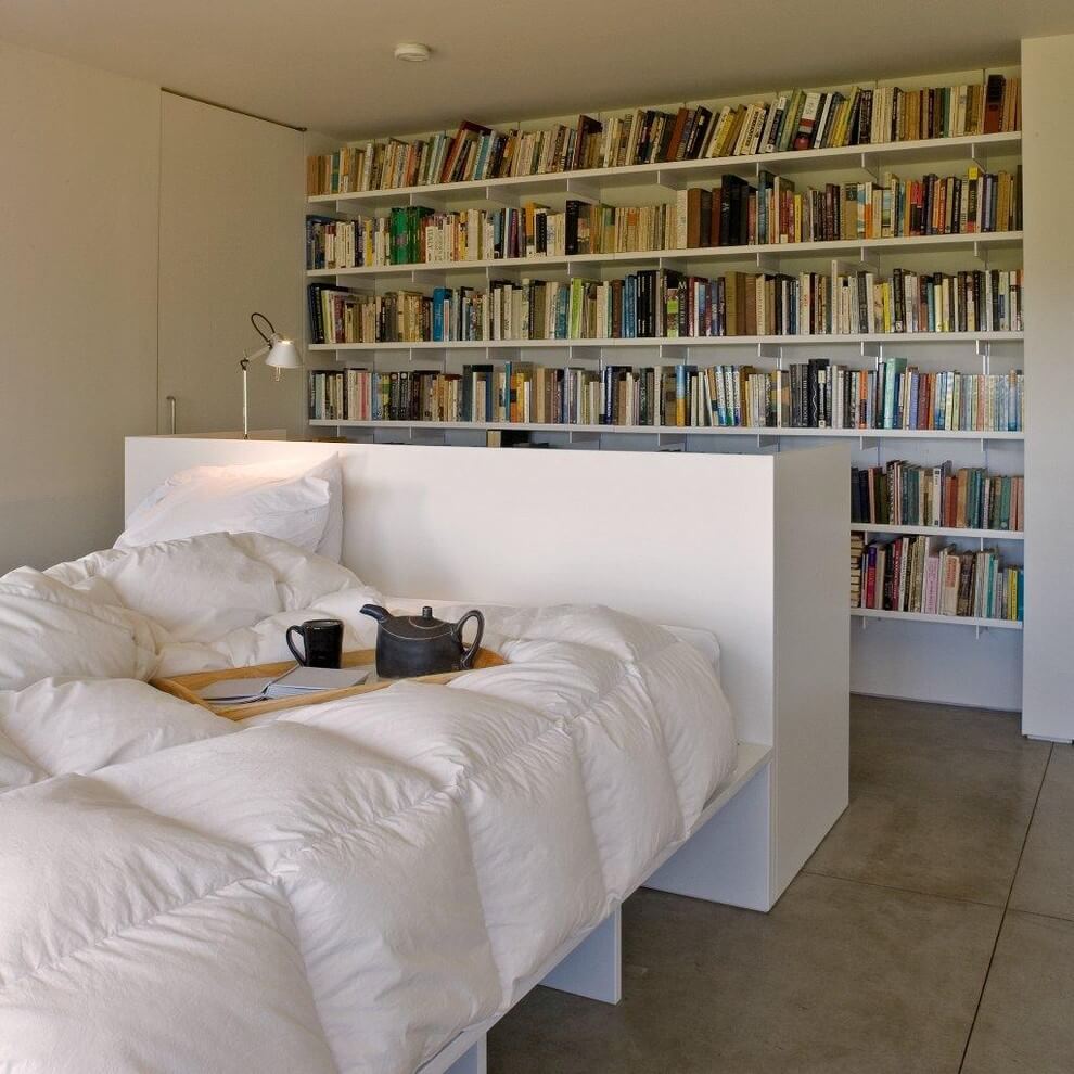Bookcase Accent Wall Modern bedroom
