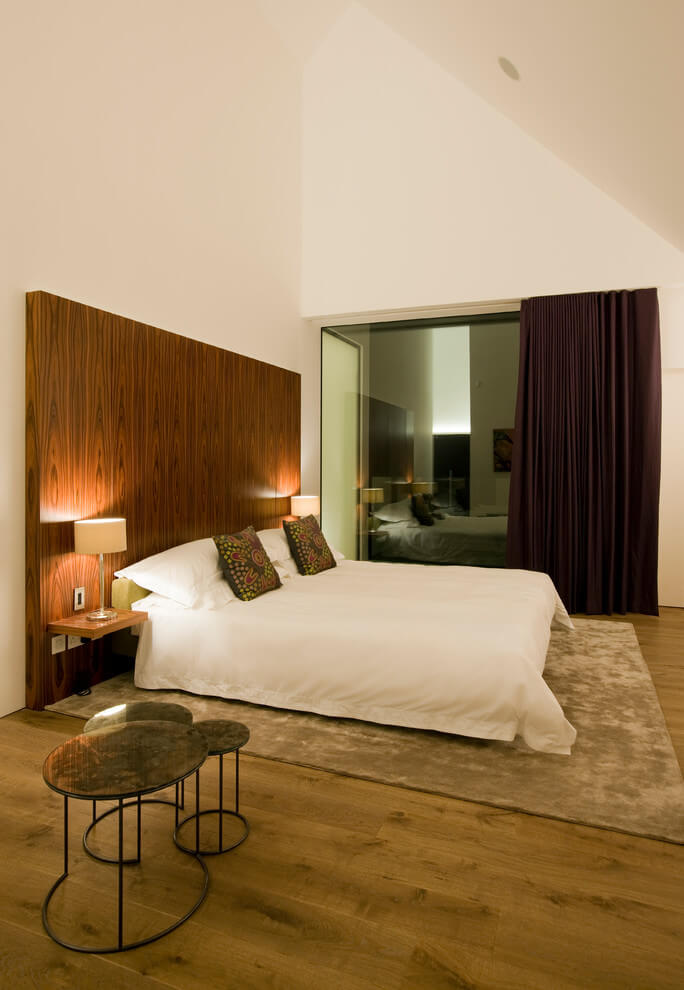 Simple modern bedroom in wood