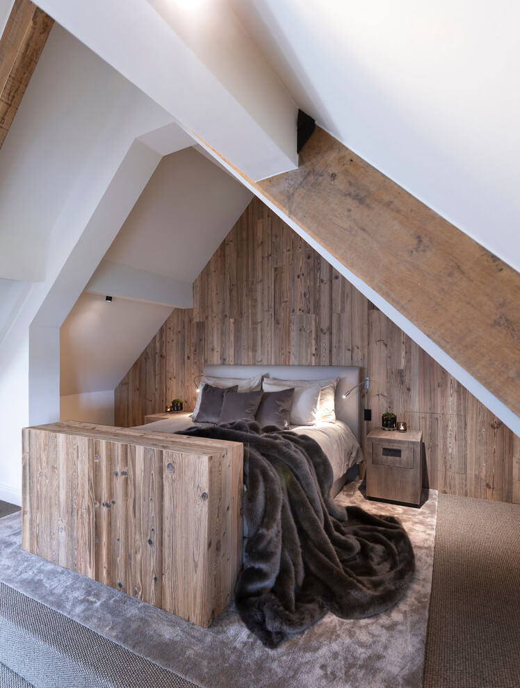 Wood Tones Attic Bedroom Design