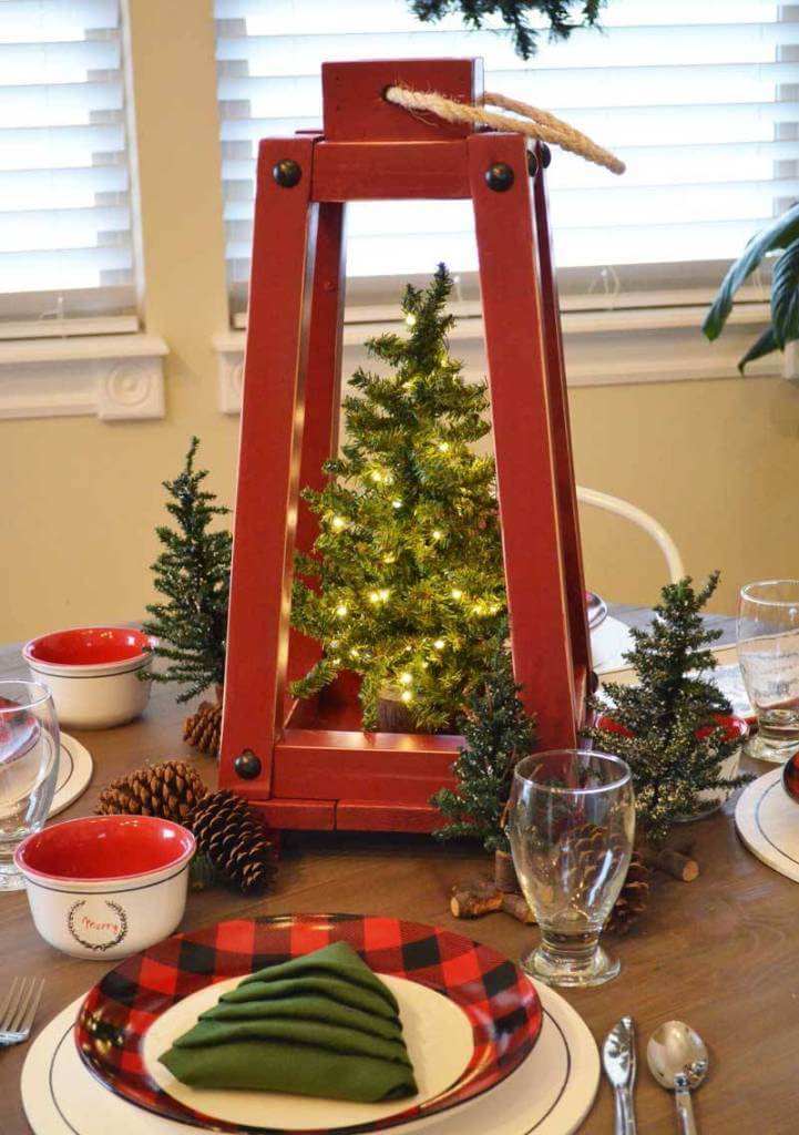 Red Lantern Mini Tree Centerpiece