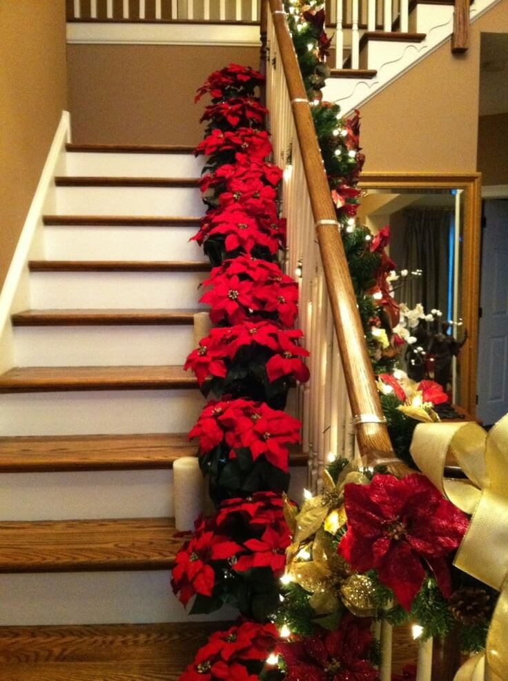 Floral staircase. Christmas decoration