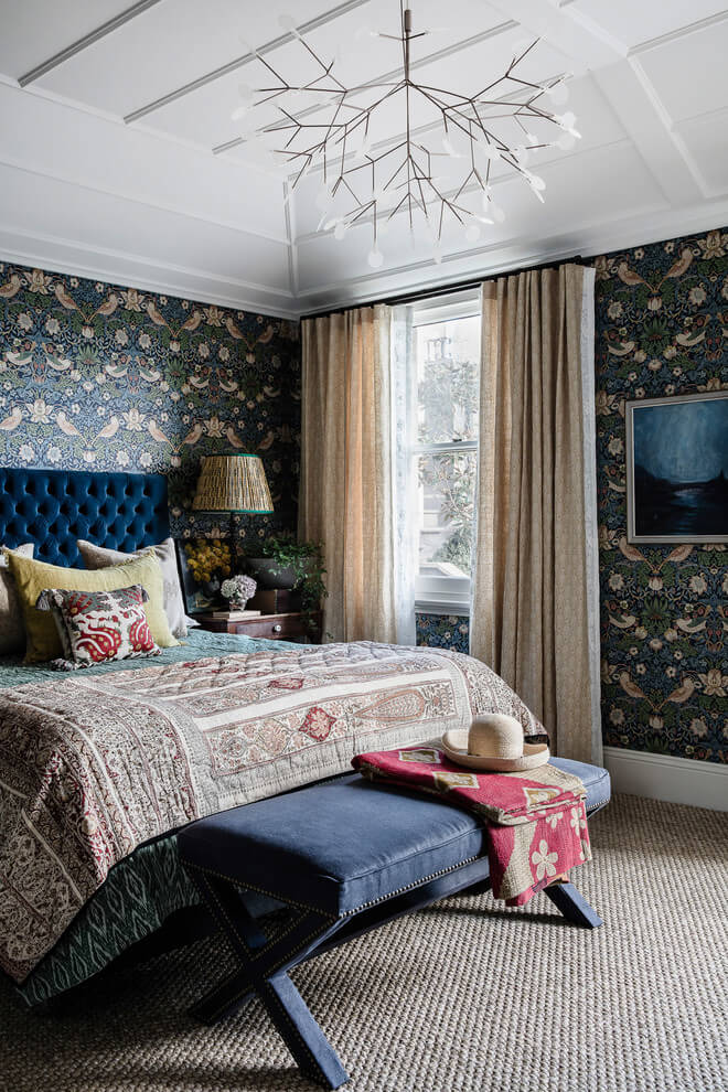Interesting wallpaper bedroom design