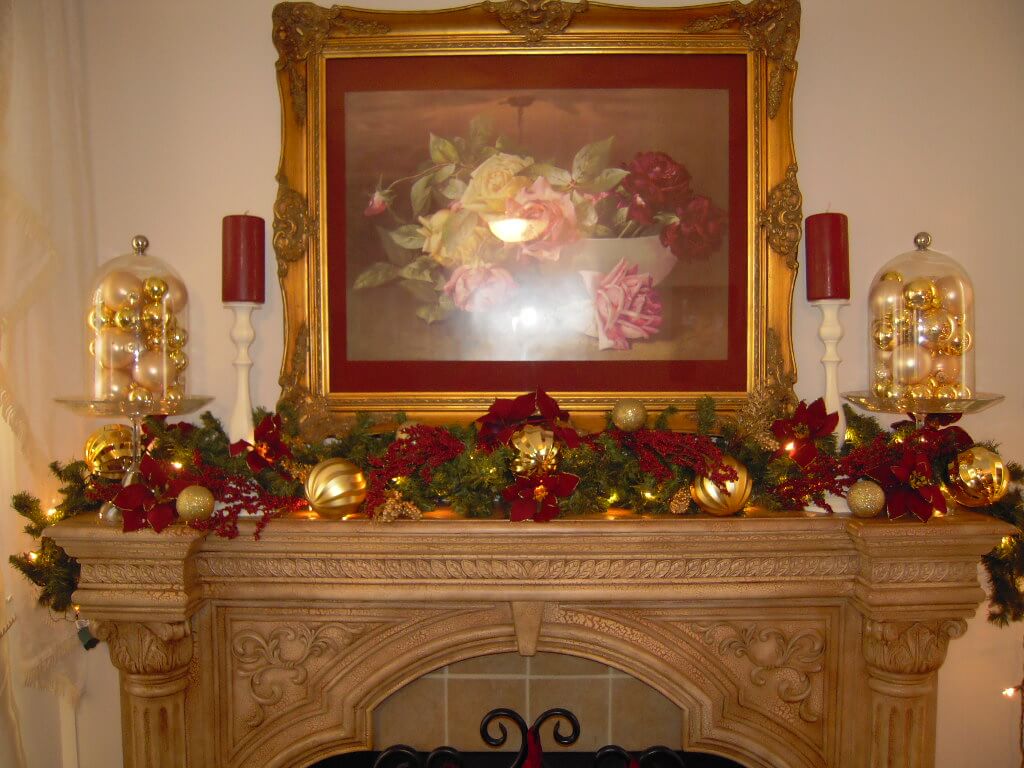Red gold Christmas fireplace fireplace