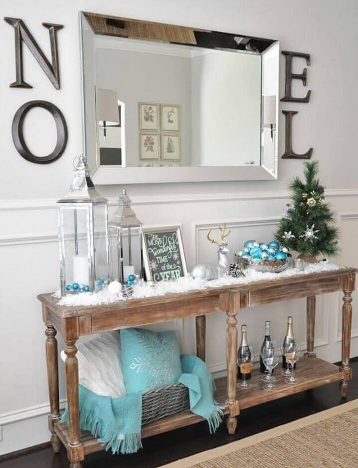 Turquoise and silver table decor