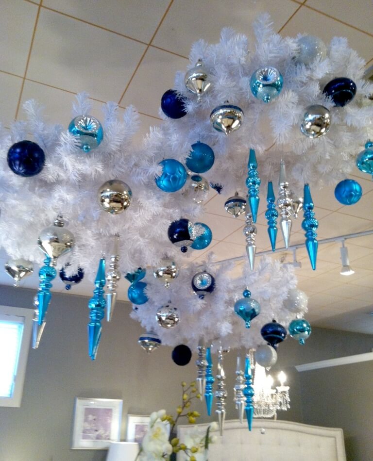 Light blue and silver chandelier