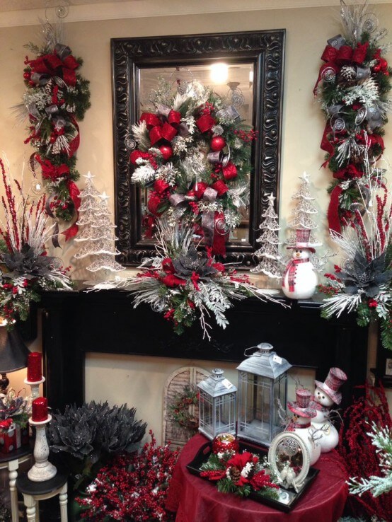 Cozy red gray Christmas decoration