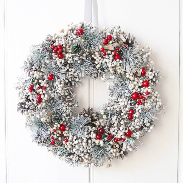 Red Berry And Gray Spruce Wreath