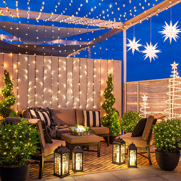 Terrace roof Christmas lighting decoration