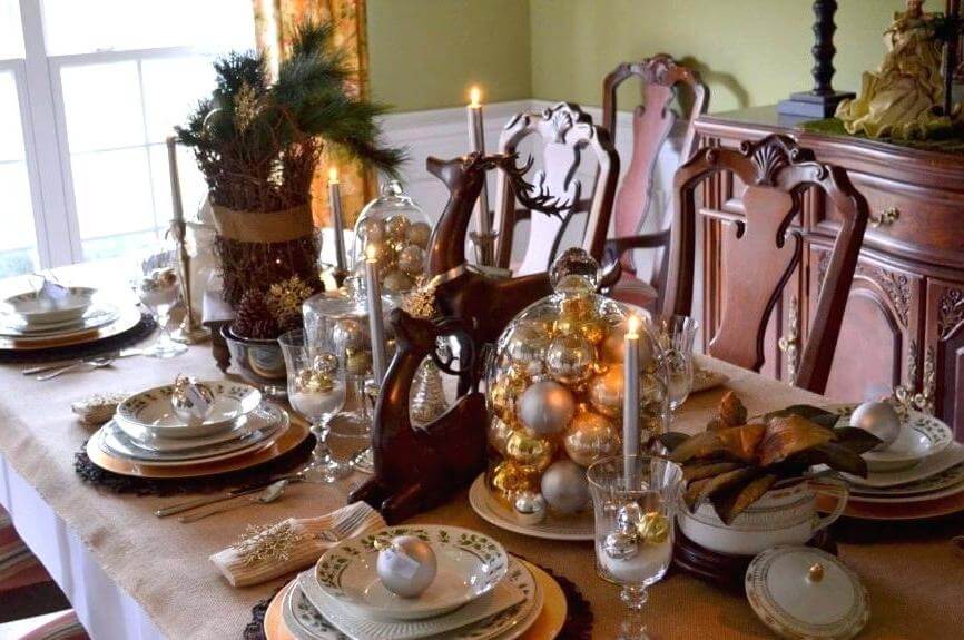 Rustic glam Christmas table setting