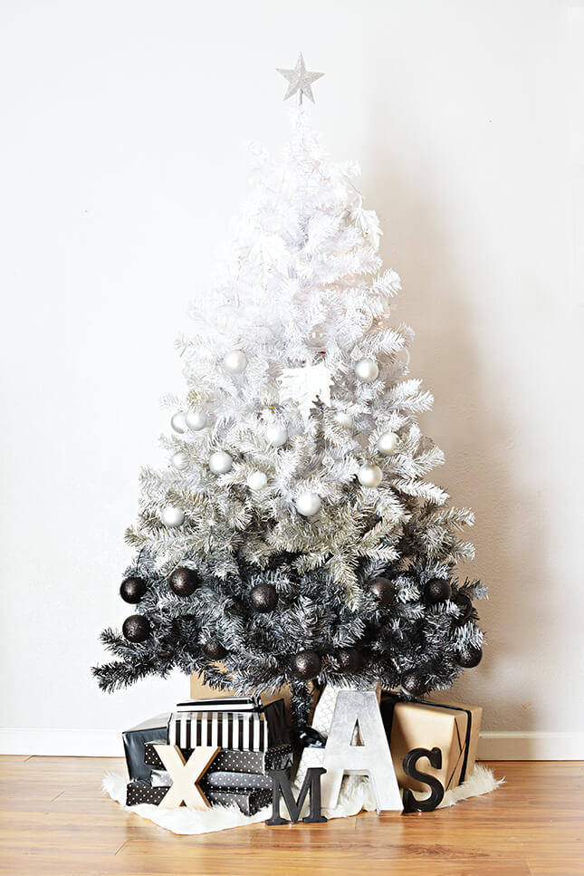 Ombre Black and White Christmas Tree