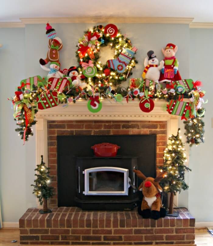Fireplace Mantle Whimsical Christmas decoration