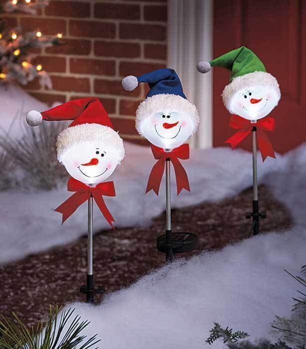 Snowman Yard Stakes Outdoor Decor