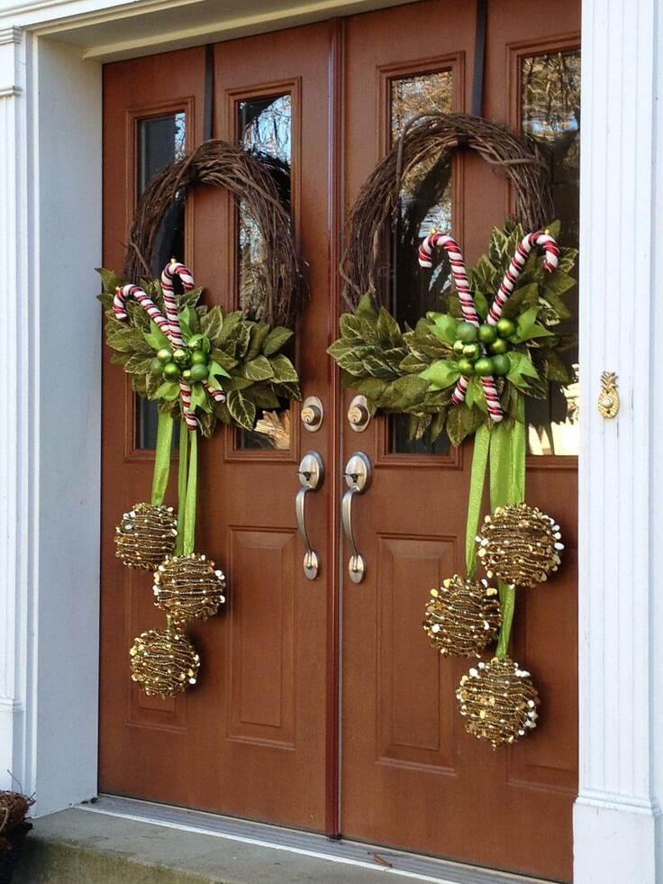 Front door whimsical Christmas wreath