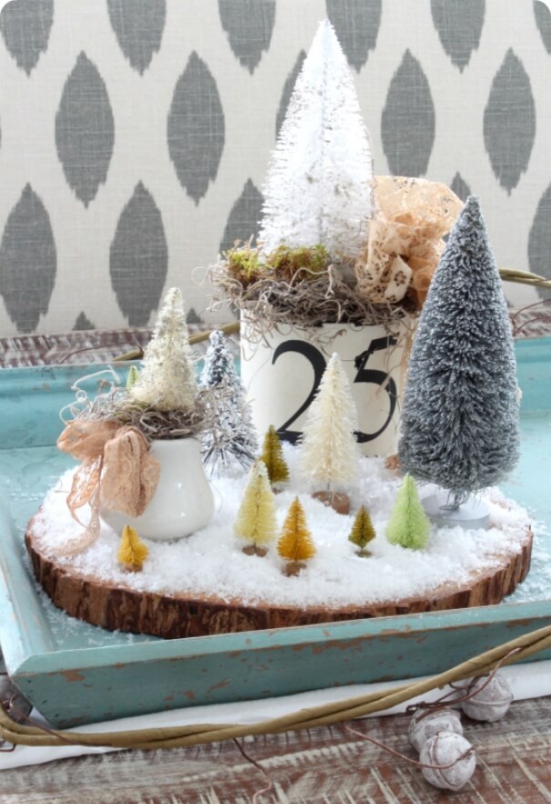 Rustic whimsical Christmas centerpiece