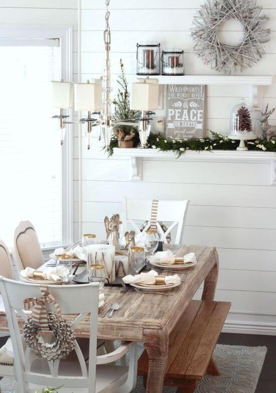 Rustic dining table for winter wonderland
