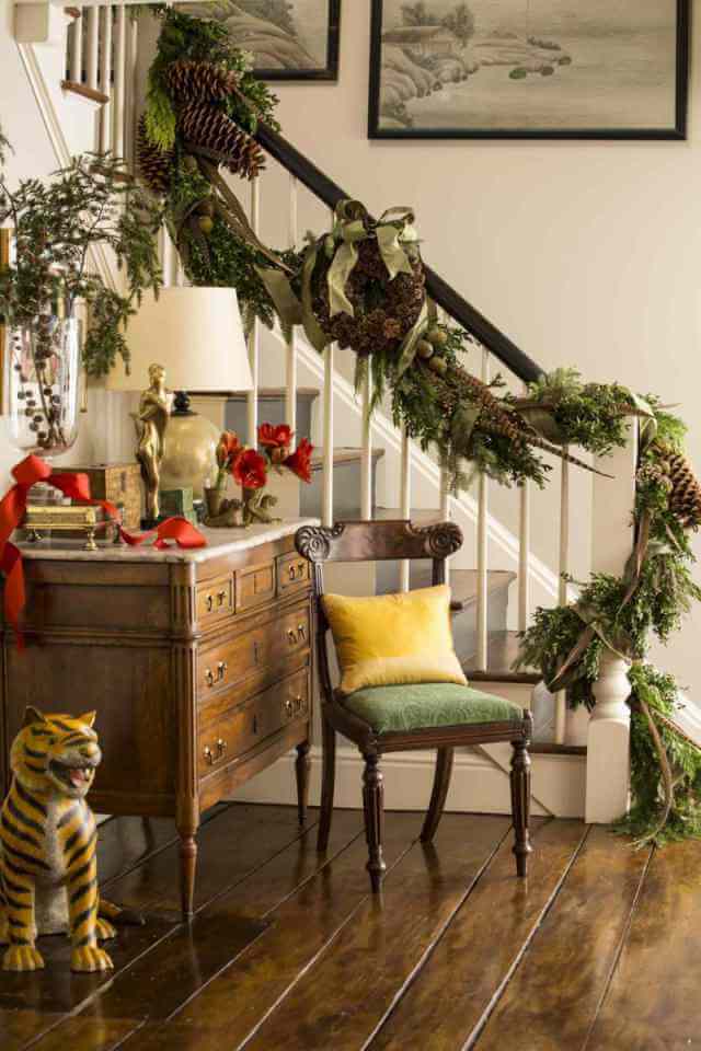 Staircase Rustic Wreath Garlands Decor