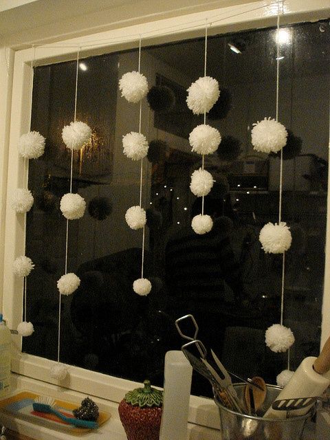 Winter window snowball decoration