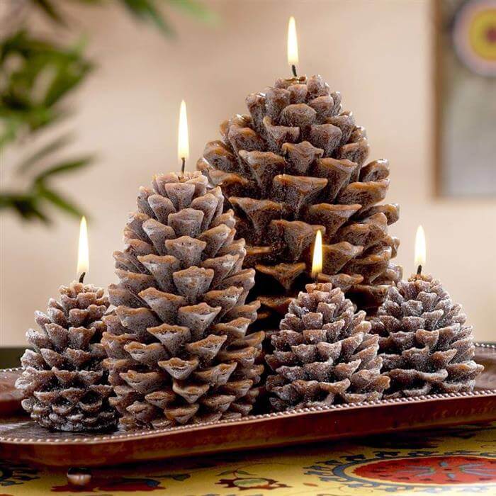 Pinecone Candles Christmas Centerpiece