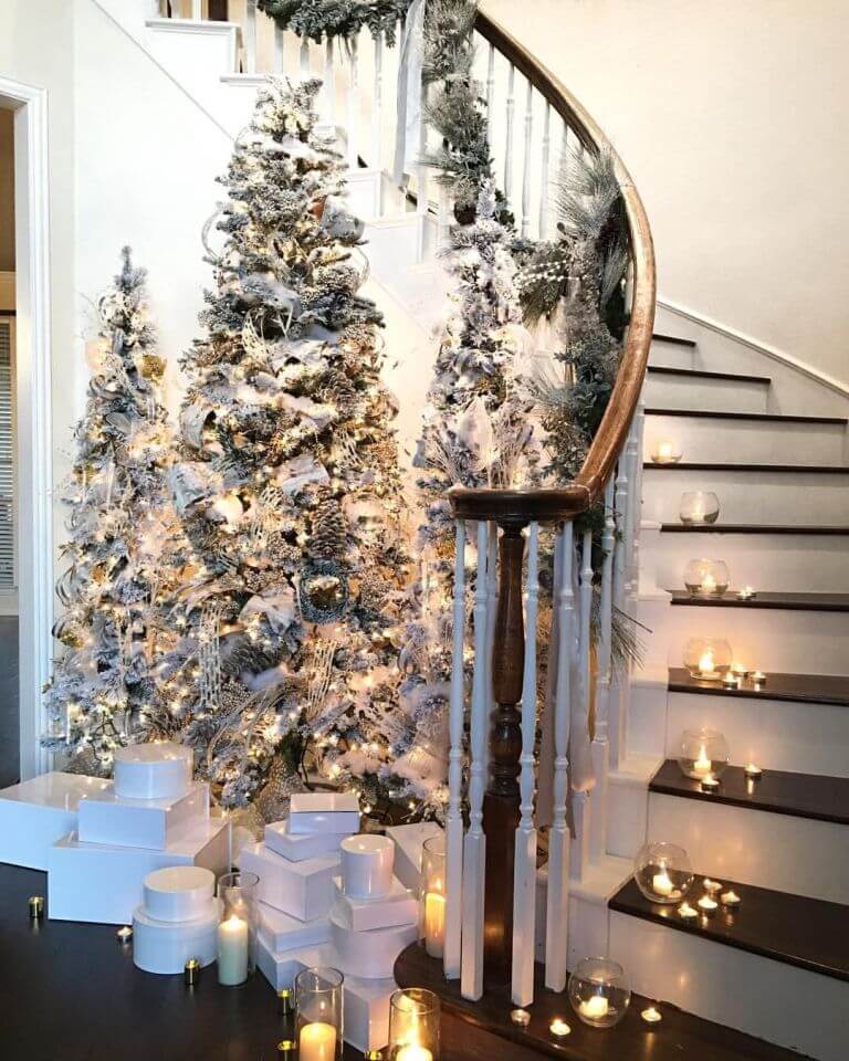 Staircase candle decor for Christmas