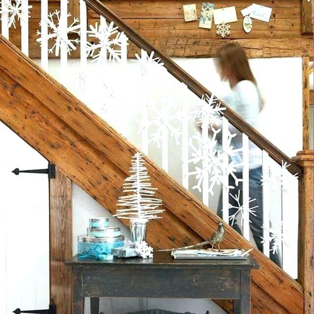 Winter snowflakes stairs decoration