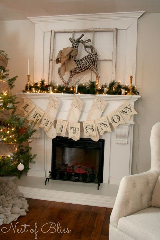Farmhouse Christmas Fireplace Mantel