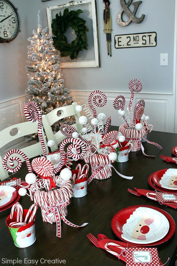 Candy Cane Christmas Table Centerpiece