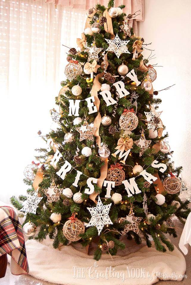 Letter Garland Decorated Christmas Tree