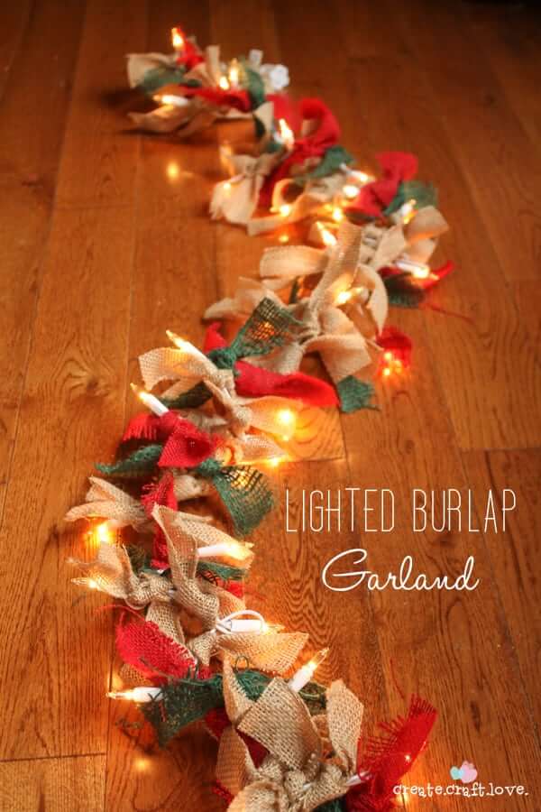Light burlap Garland Christmas Decor
