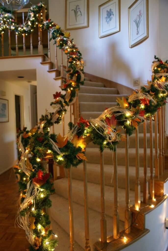 Garland staircase for Christmas