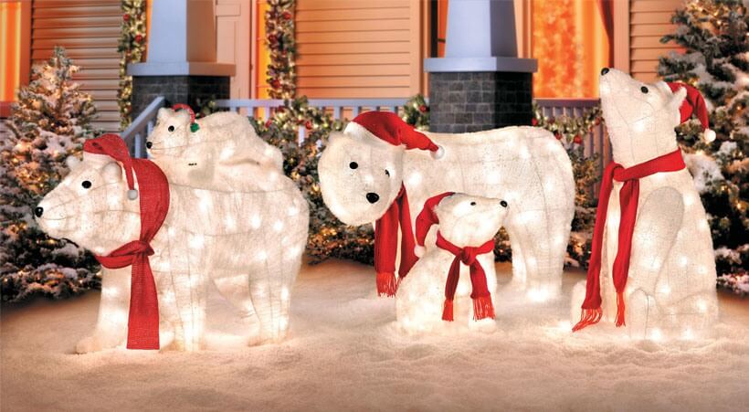 Polar Bears Christmas Yard Decor