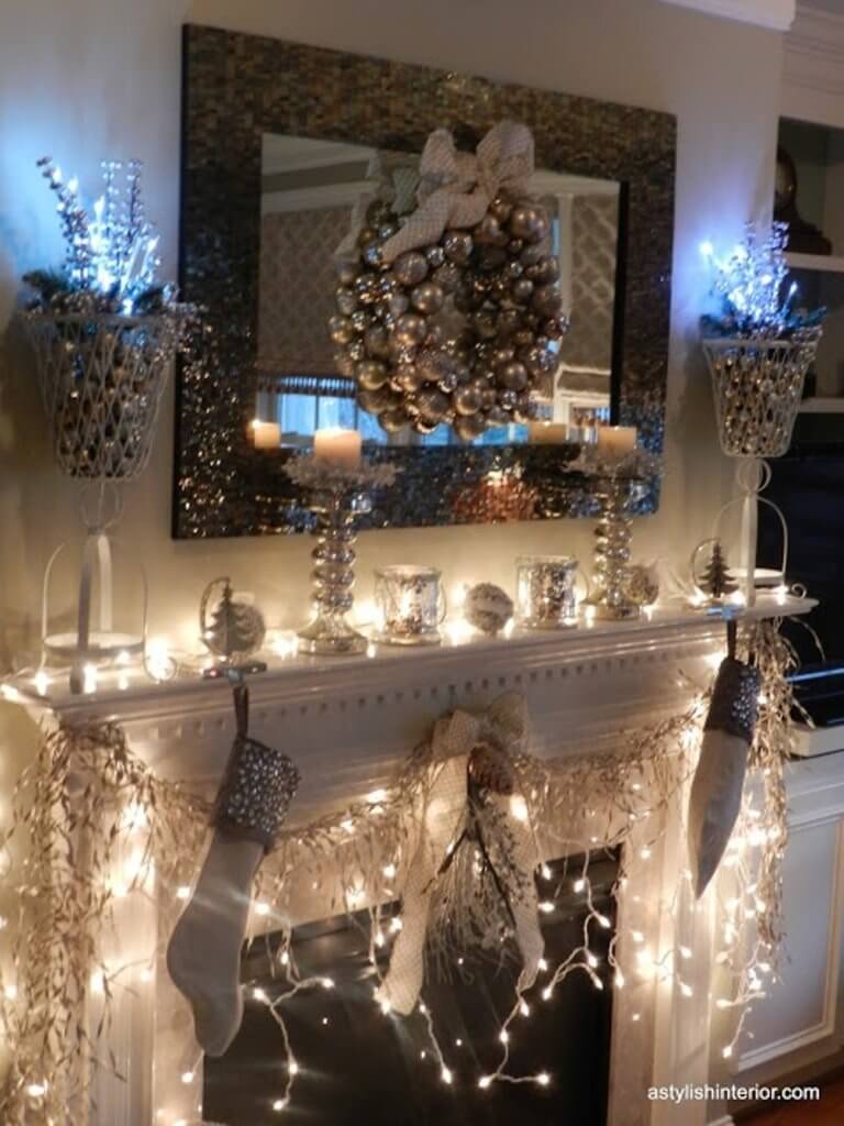 All gold Christmas lights decor