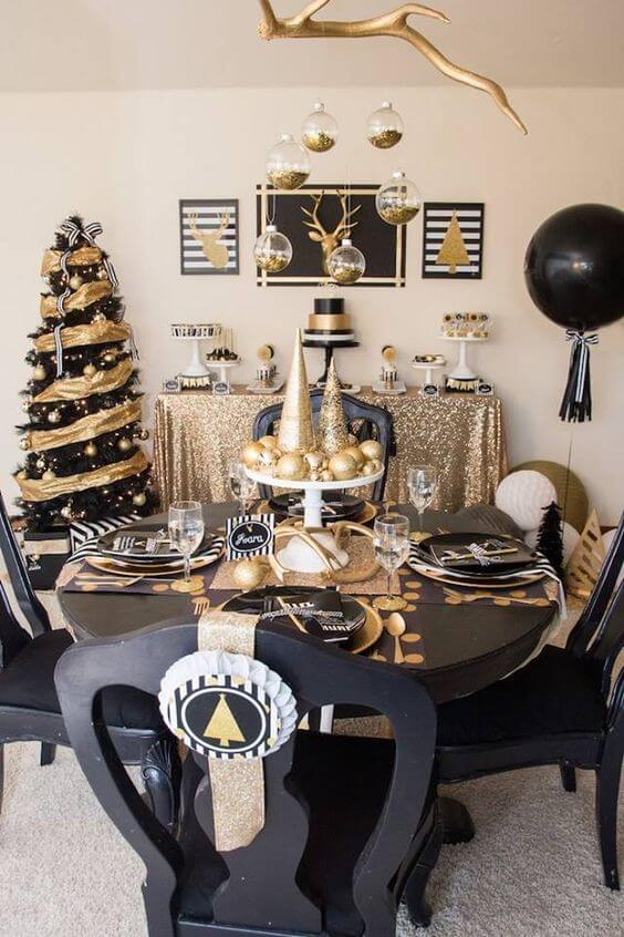 Black gold Christmas room