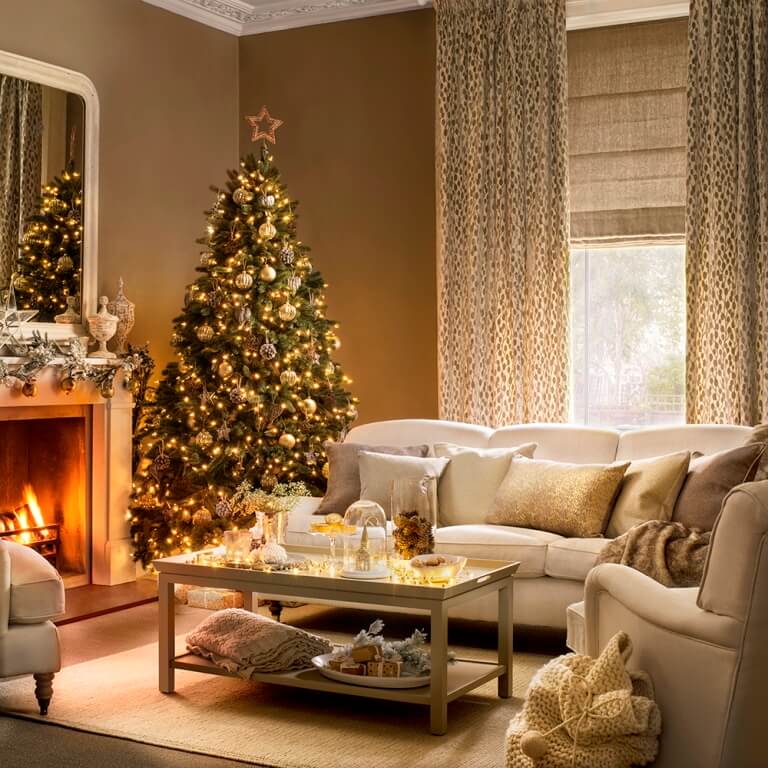 Beautiful gold Christmas living room