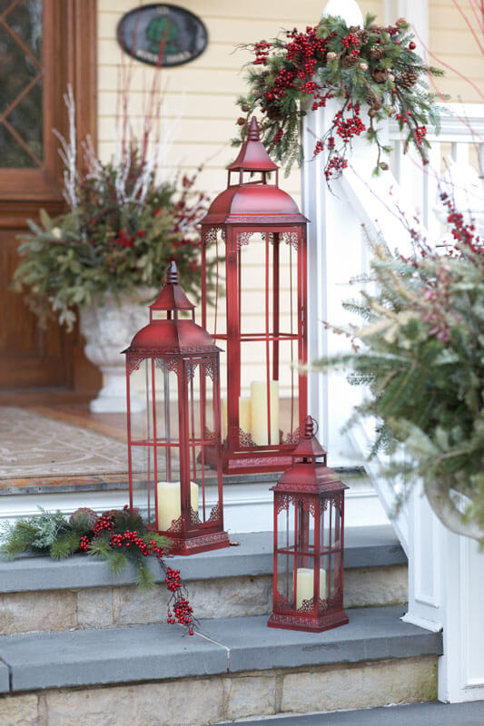 Entryway Stairs Red Lanterns Decor