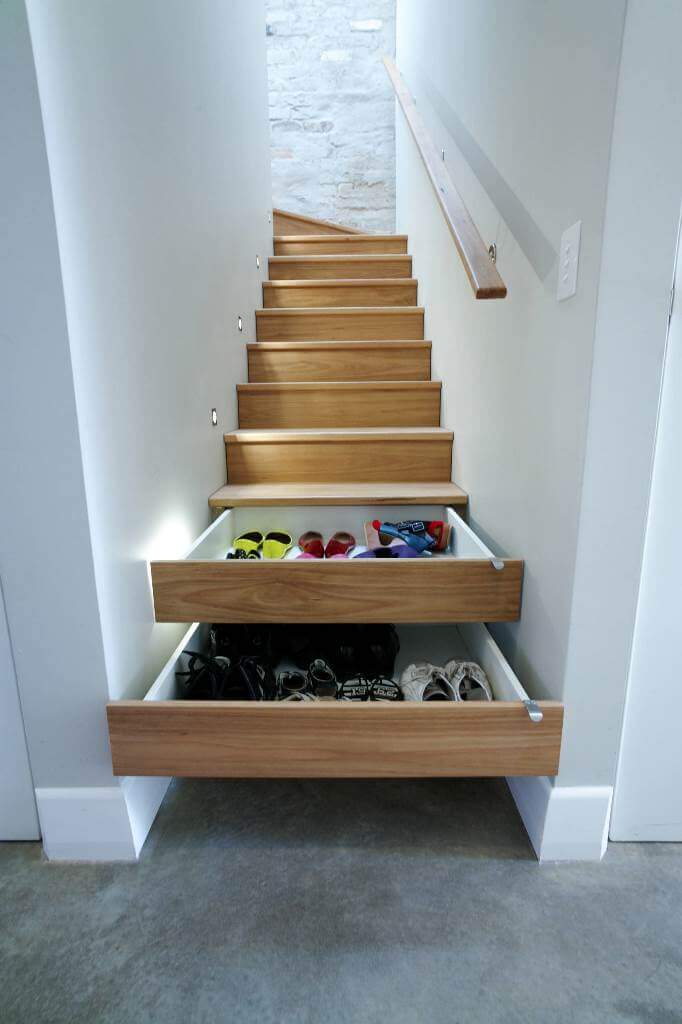 Shoe rack under stairs