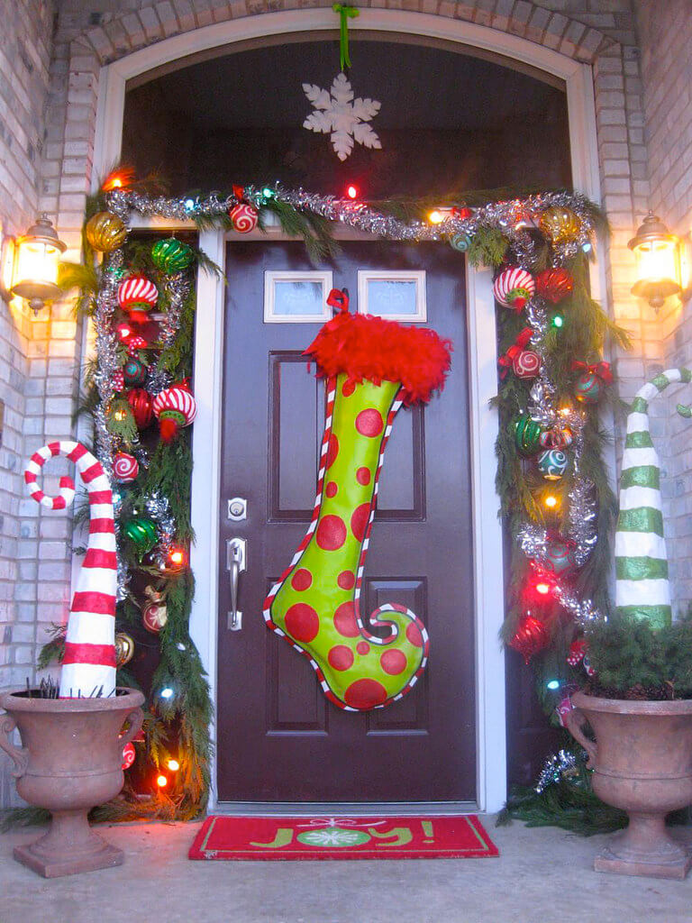 Whimsical Christmas porch decor