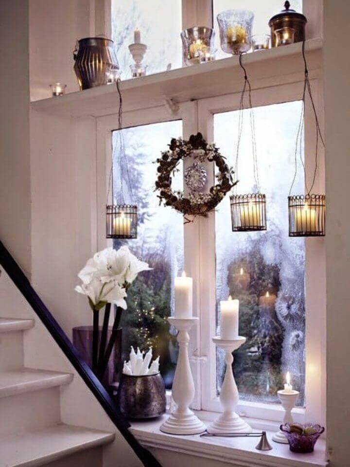 Elegant bright Christmas window decor